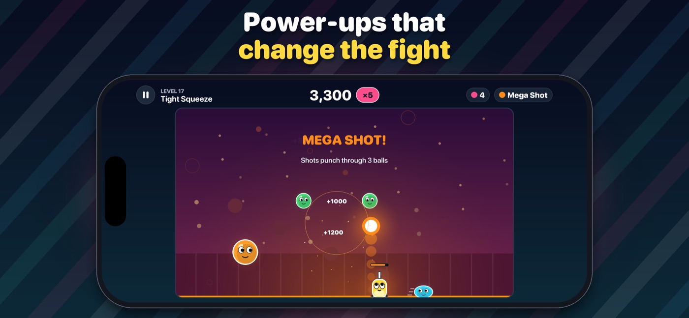 The Mega Shot power-up punching through balls