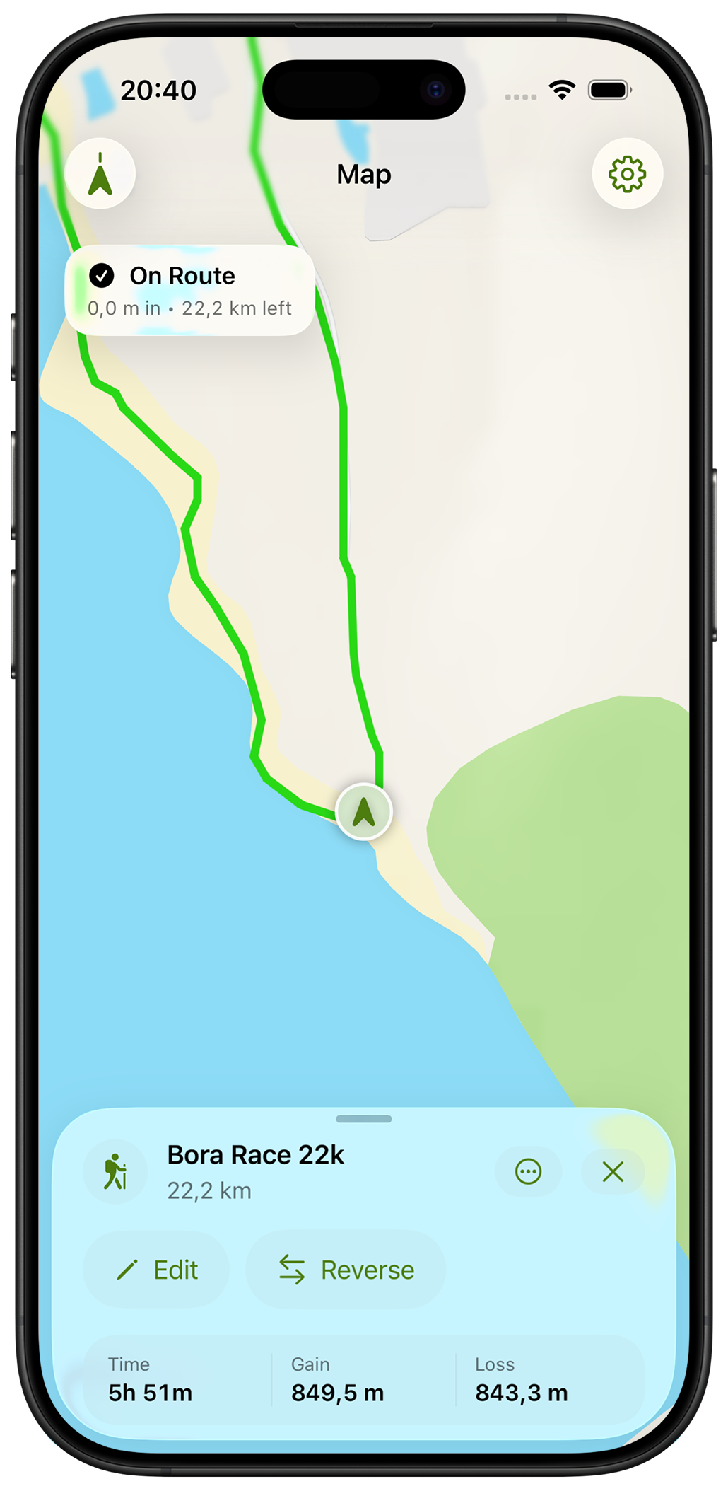 TrailMapper route map with GPX route and route stats